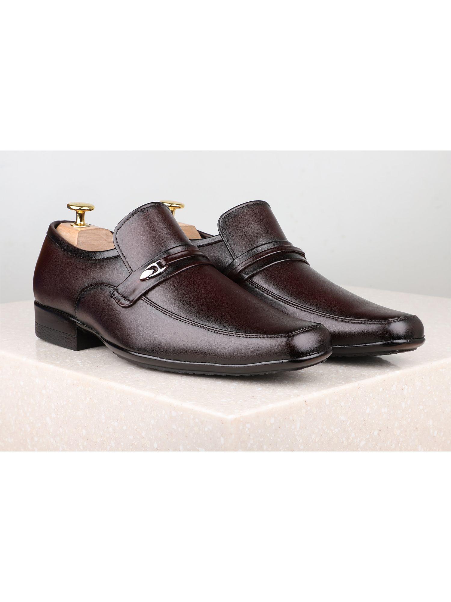 wine solid-plain formal shoes