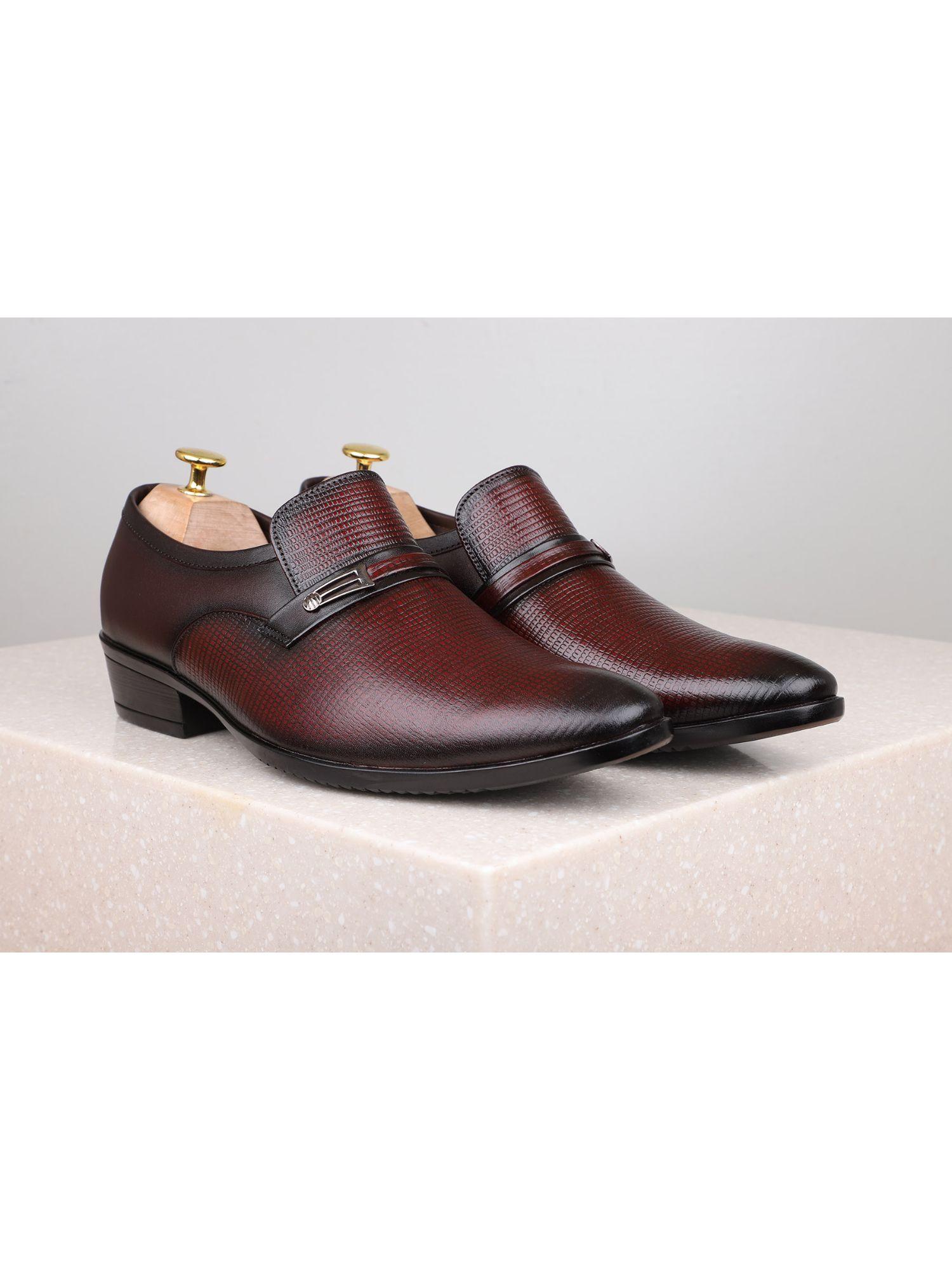 wine solid-plain formal shoes