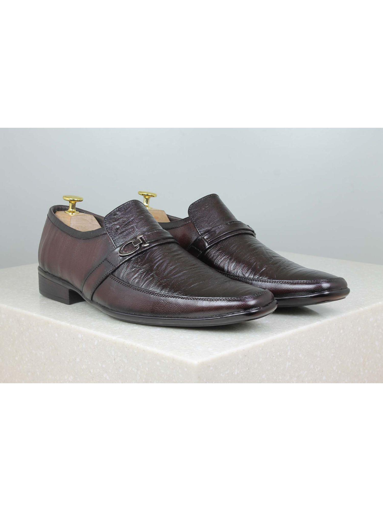 wine solid-plain formal shoes