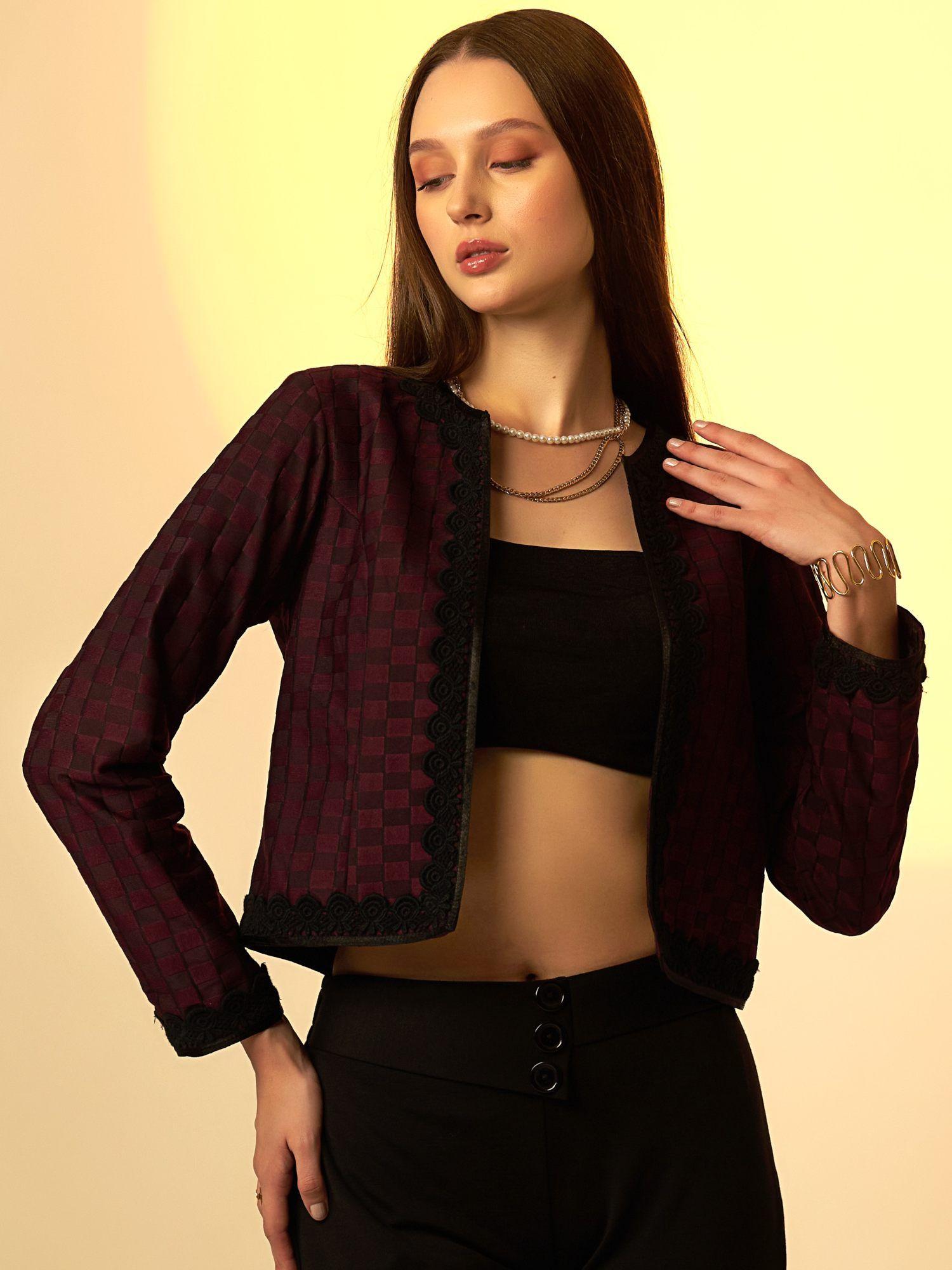 wine textured jersey knit jacket