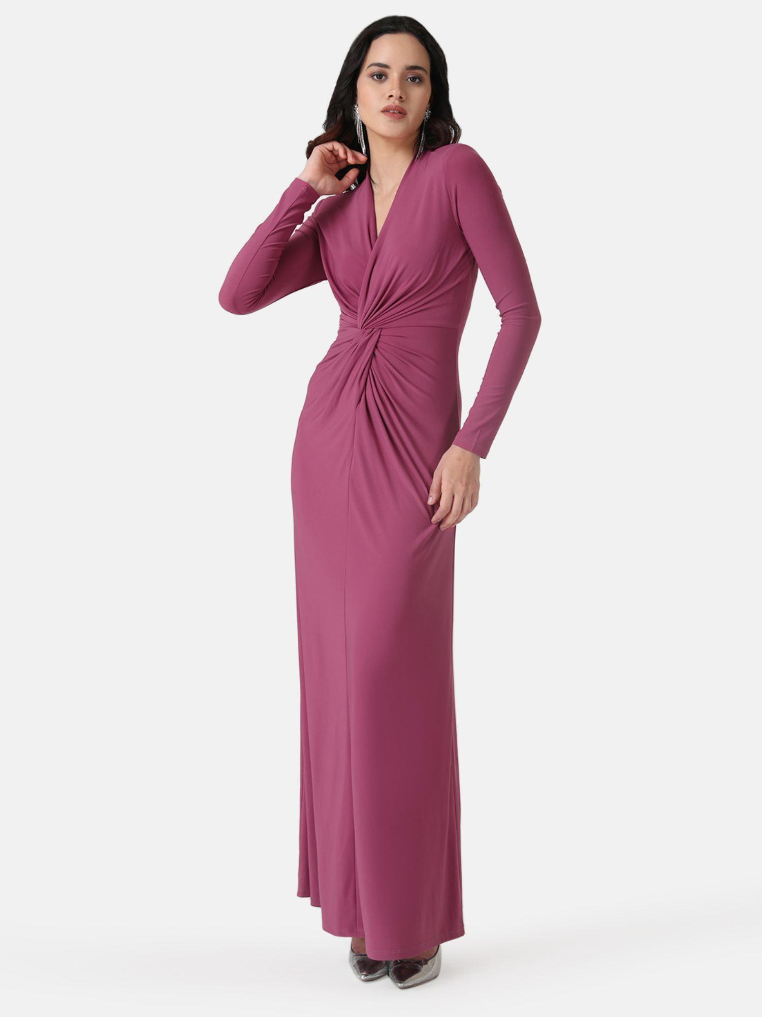 wine twist knot detail maxi dress (l)