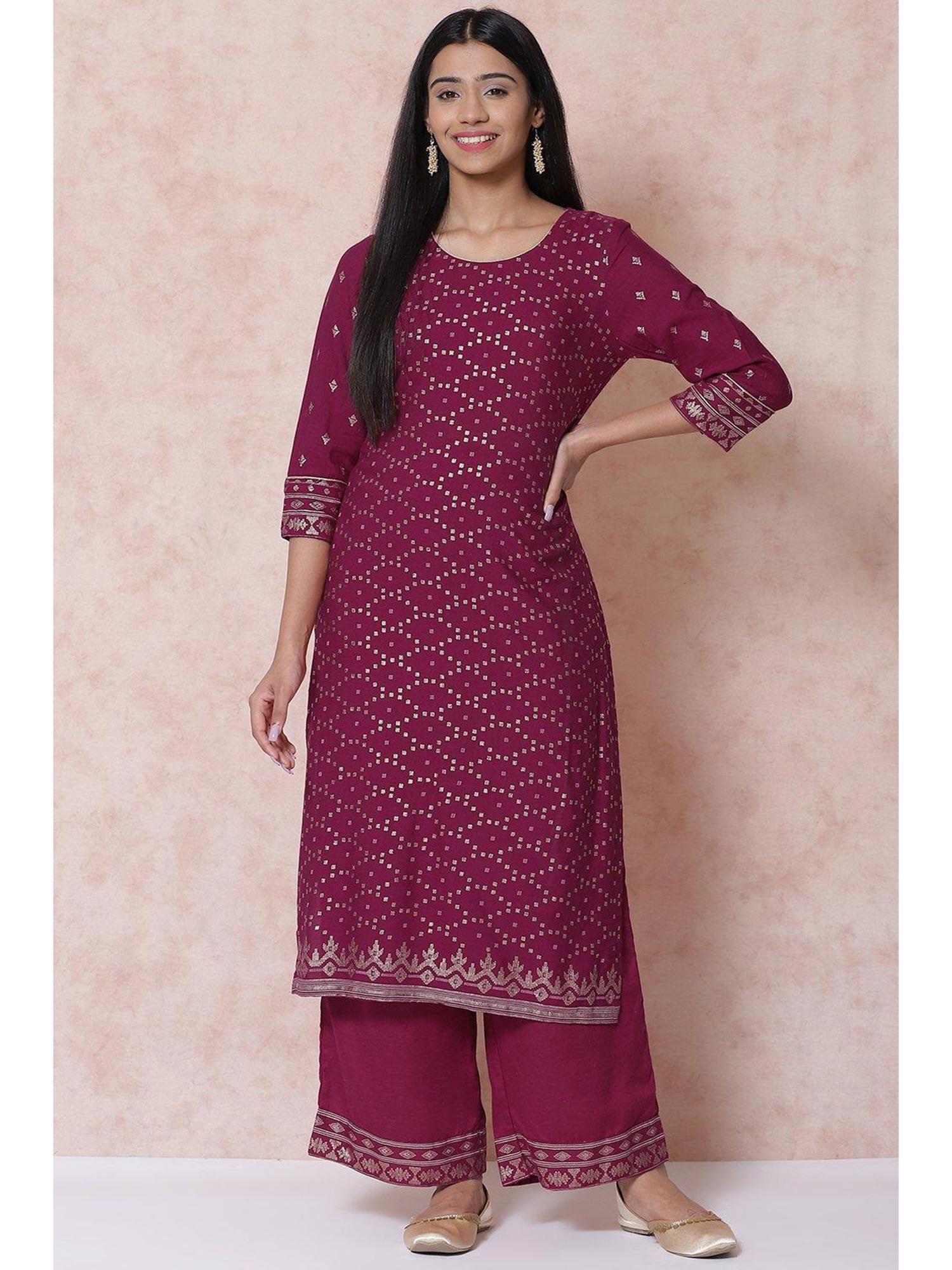 wine viscose rayon straight kurta