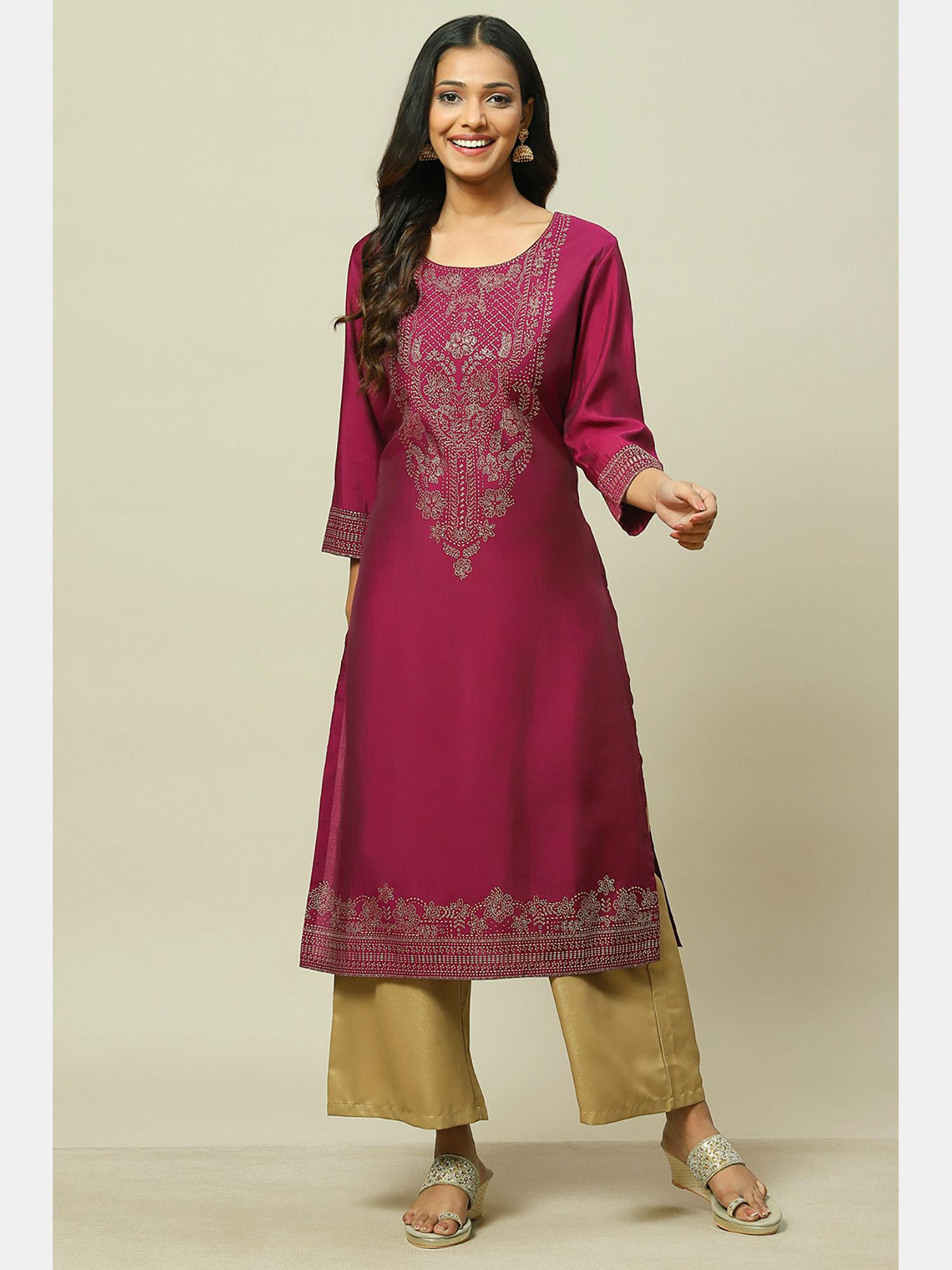 wine viscose straight kurta