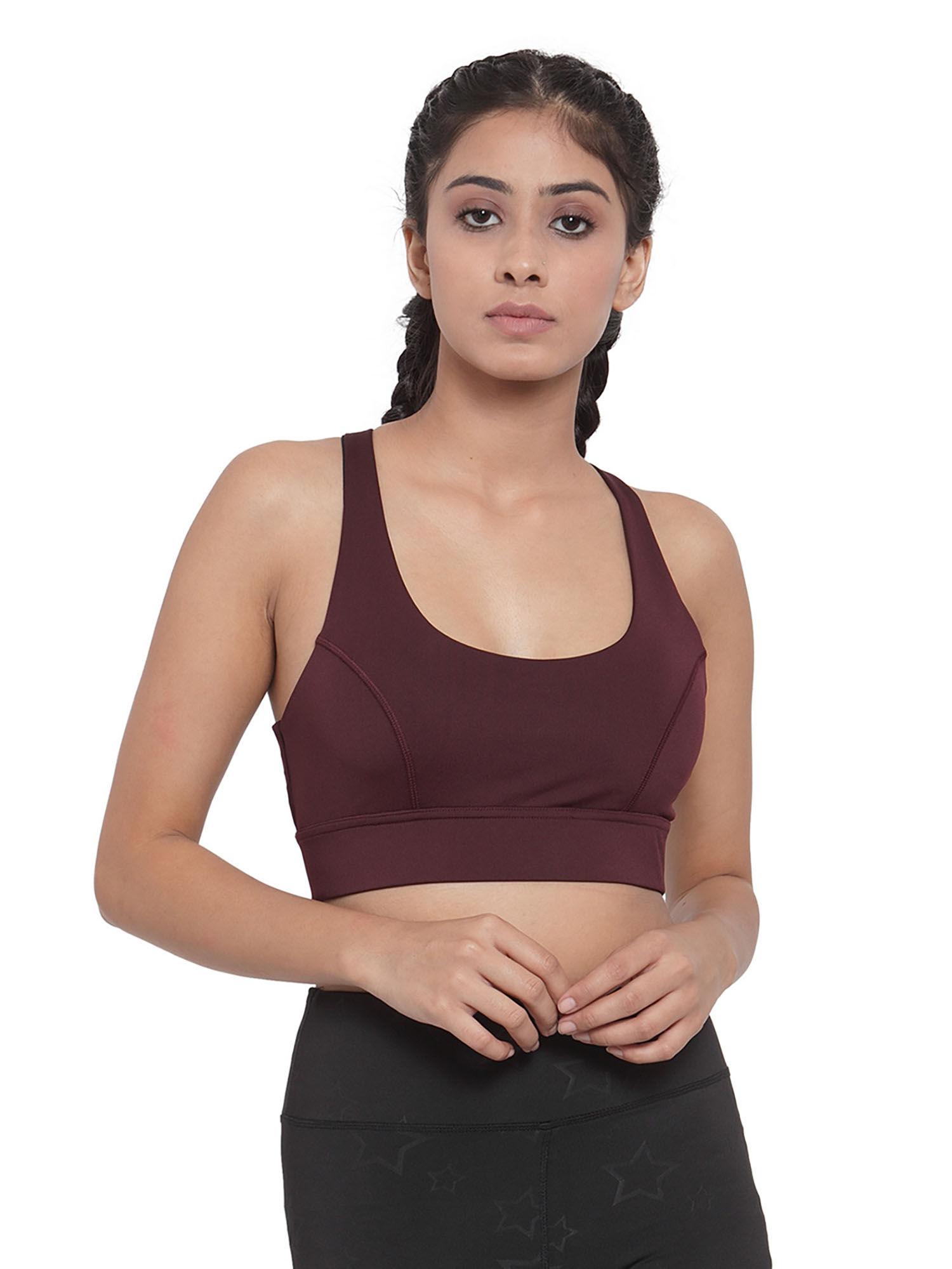 wine womens cross strap sports bra