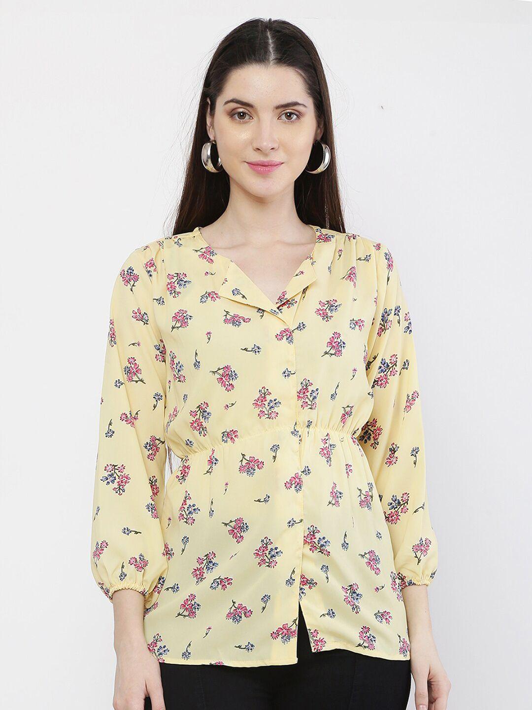 winera yellow floral print georgette top