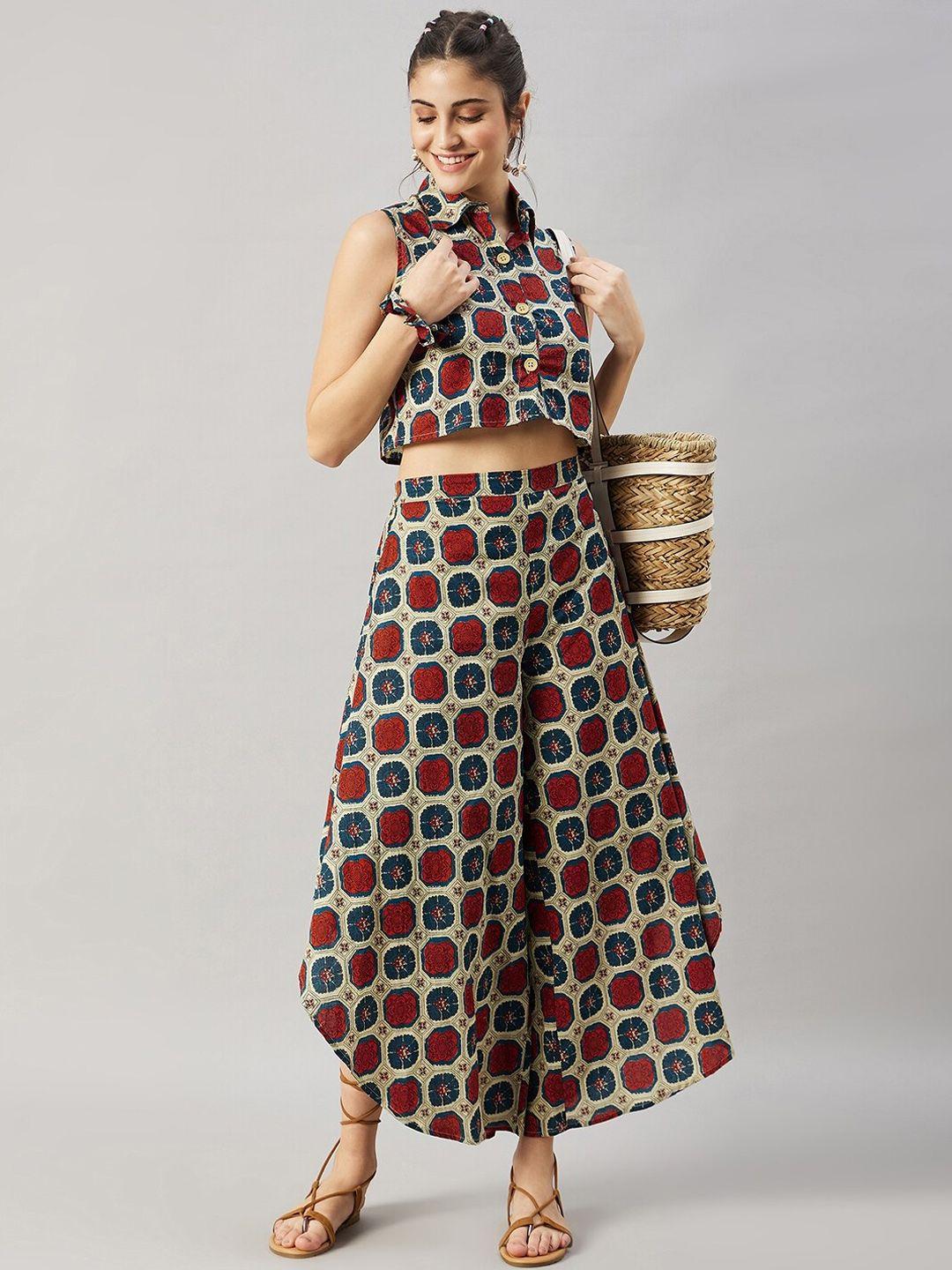 winered ethnic motifs printed pure cotton co-ords