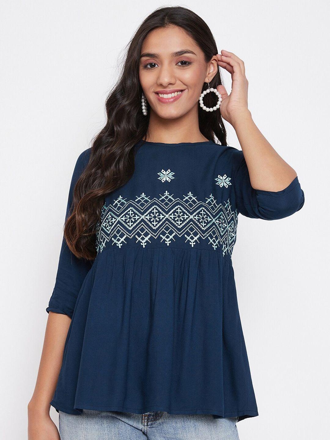 winered navy blue a-line top
