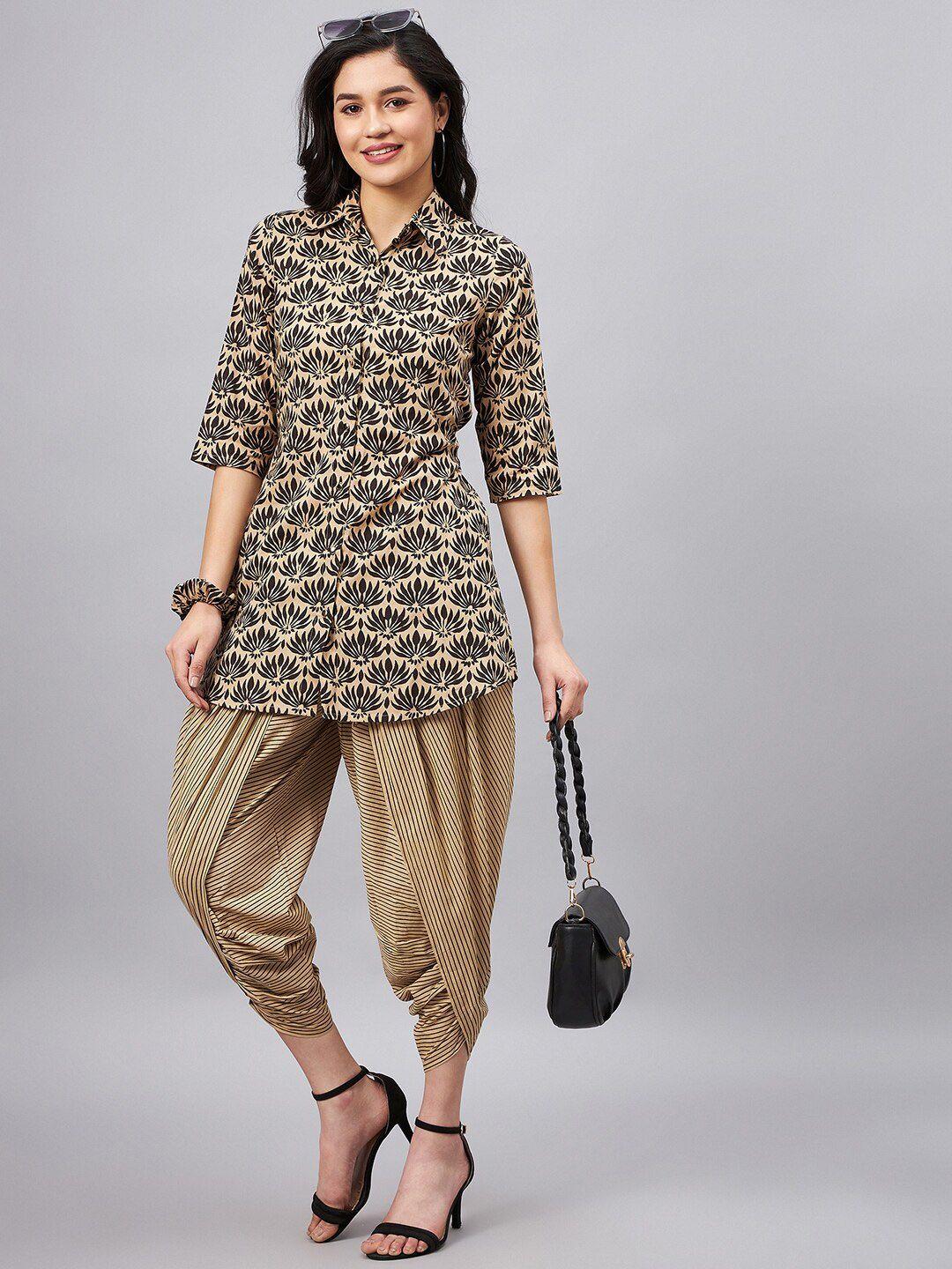 winered printed pure cotton tunic & tulip pant co ords