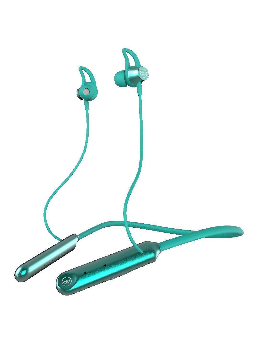 wings unisex teal green phantom 205 bluetooth 5.3 wireless neckband earphones with enc mic