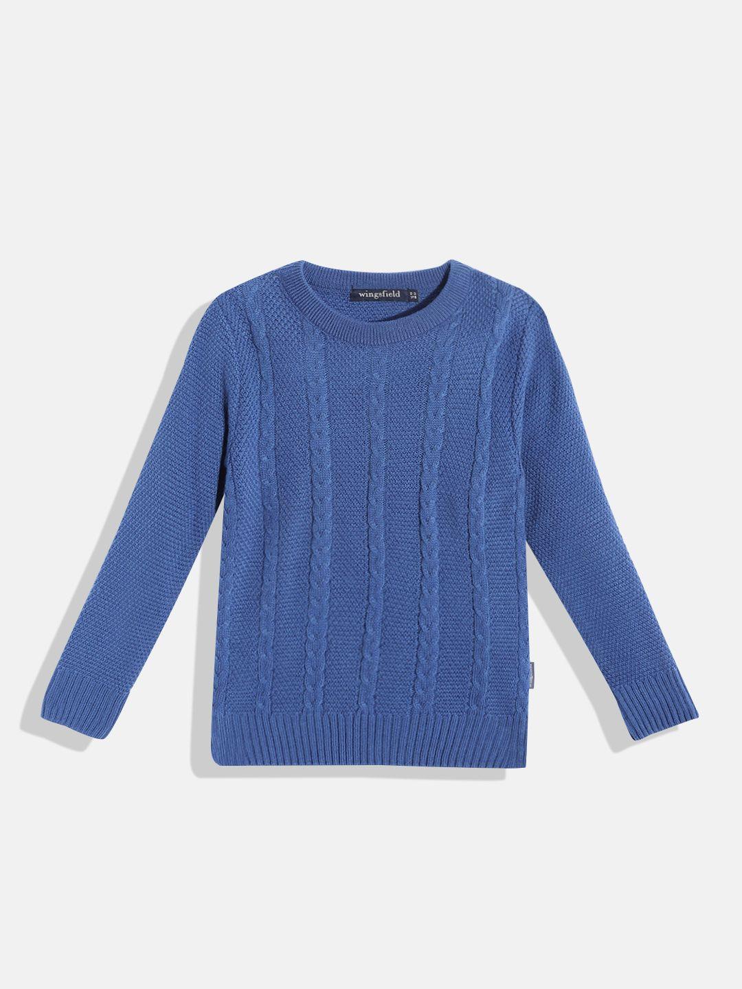 wingsfield boys blue cable knit pullover