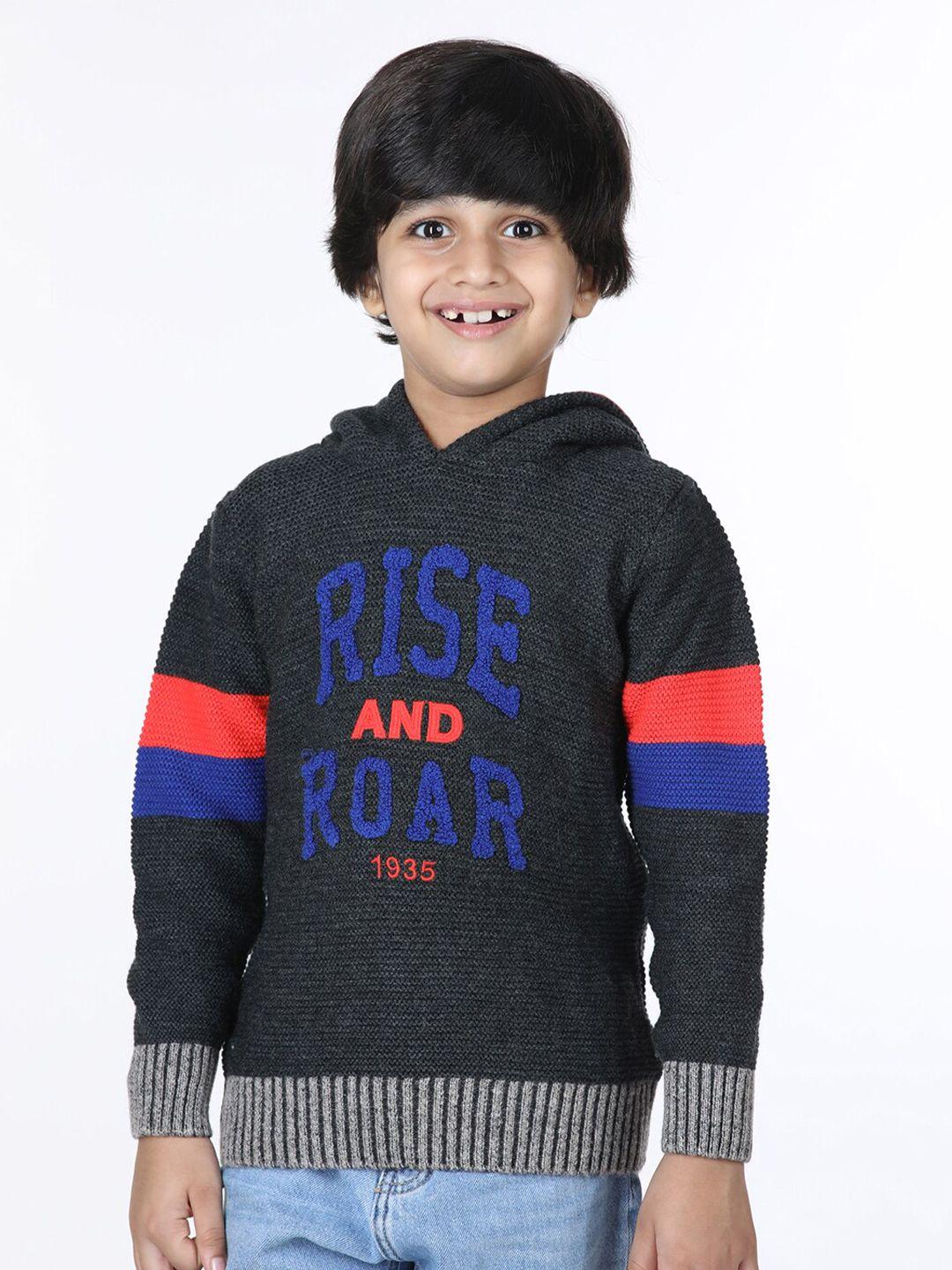 wingsfield boys self design hooded pullover sweater