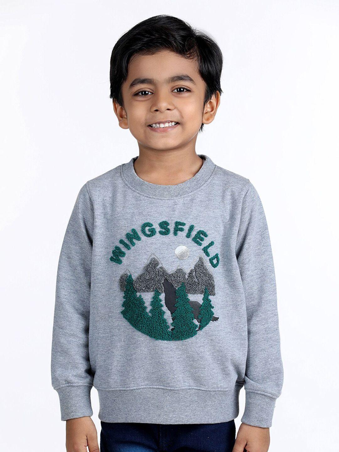 wingsfield boys typography self design fleece sweatshirt