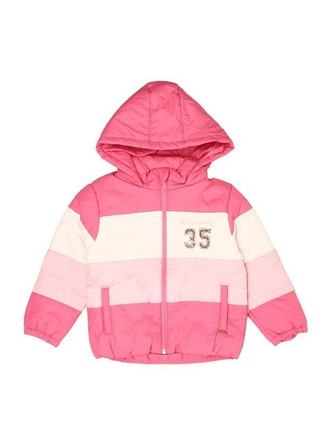 wingsfield kids pink & white color block full sleeves jacket