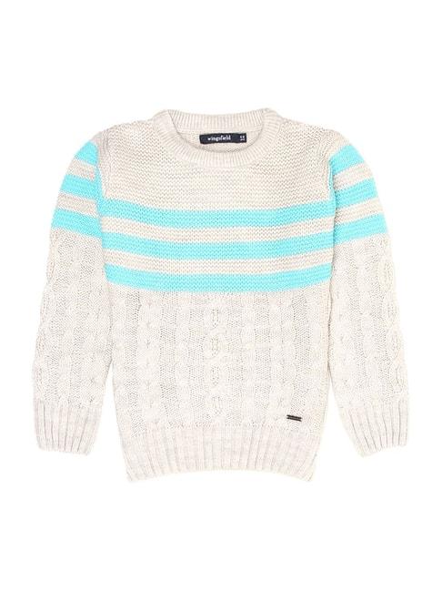 wingsfield kids white & blue striped full sleeves pullover
