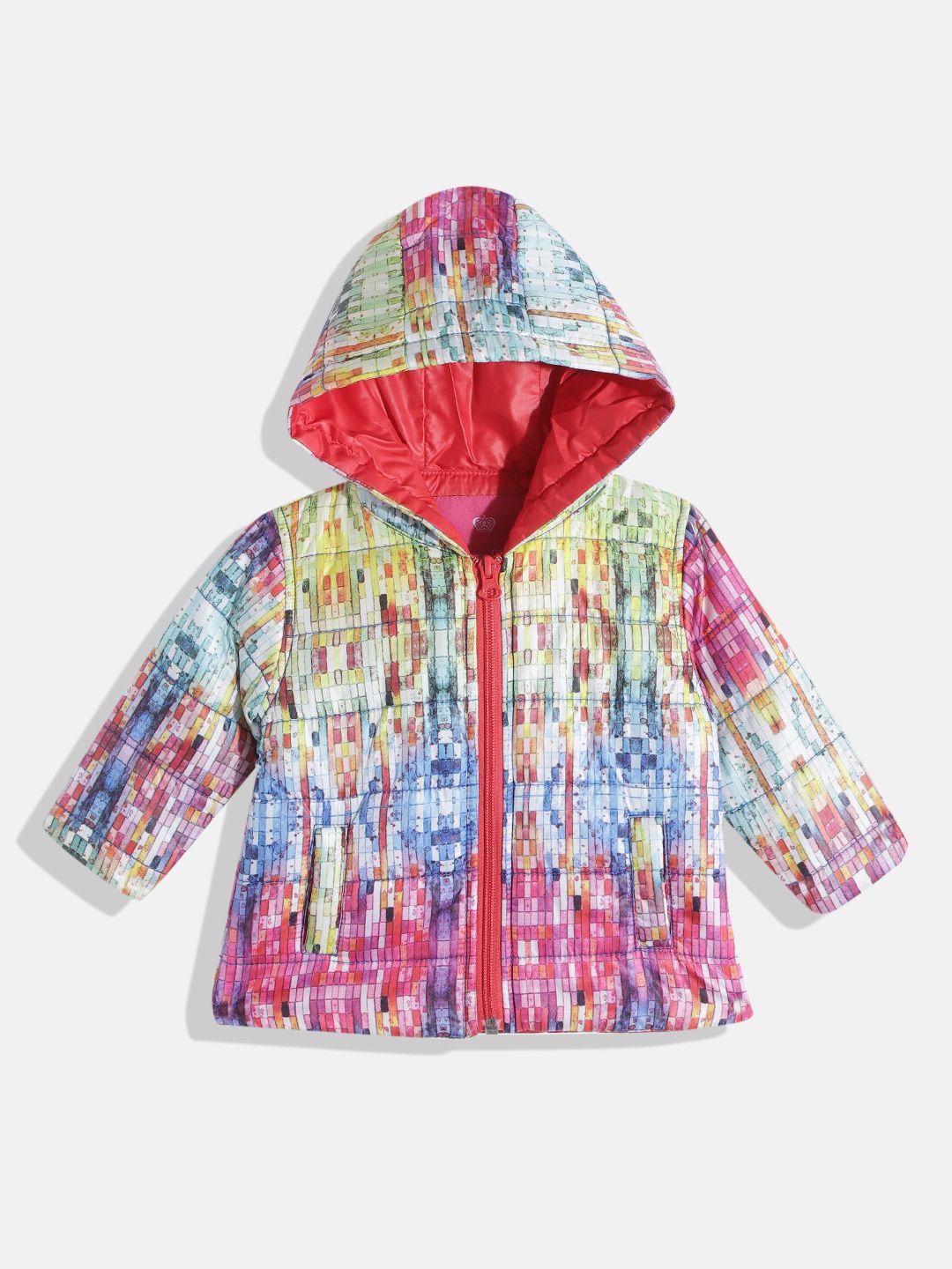 wingsfield boys green & pink printed padded jacket