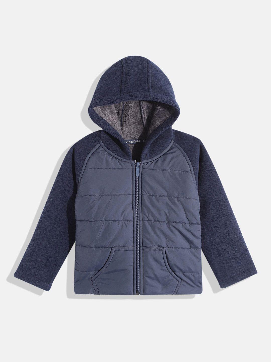 wingsfield boys navy blue solid padded jacket