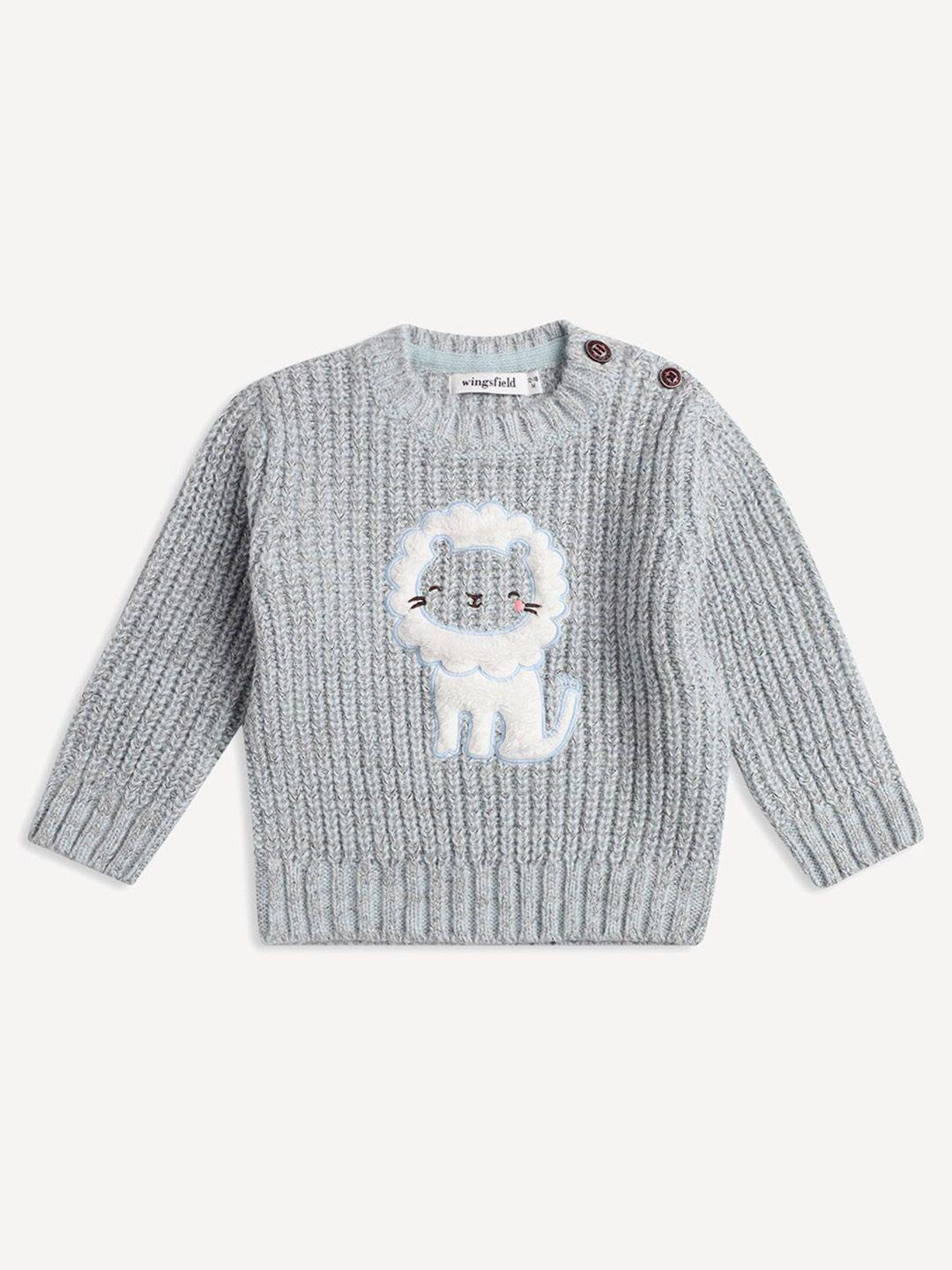 wingsfield boys ribbed acrylic pullover with applique detail