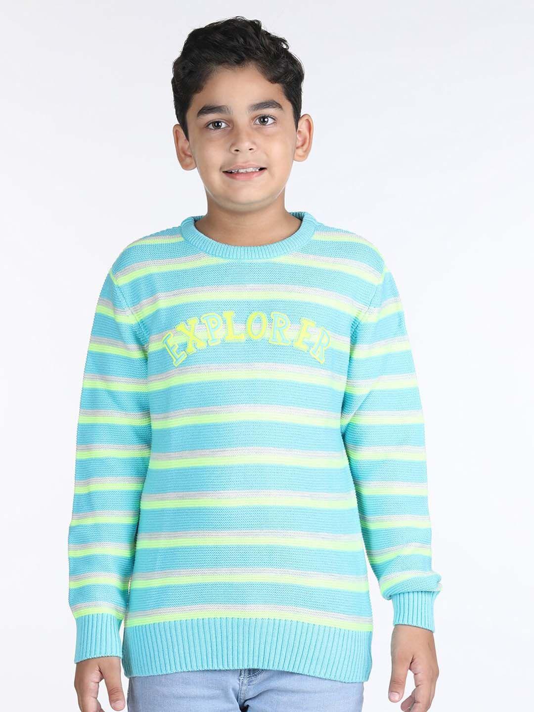 wingsfield boys striped acrylic pullover with embroidered detail