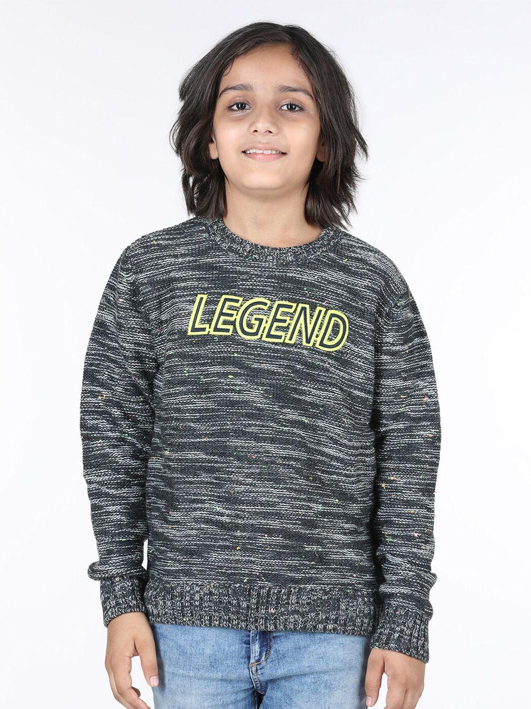 wingsfield boys typography embroidered acrylic pullover sweater