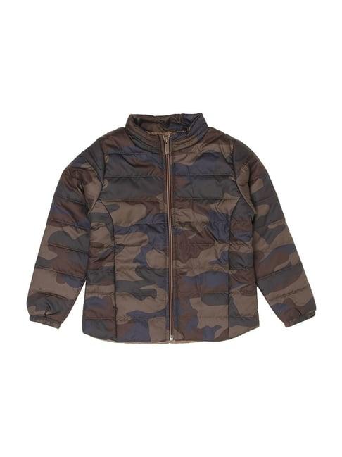 wingsfield kids brown camouflage full sleeves quilted jacket