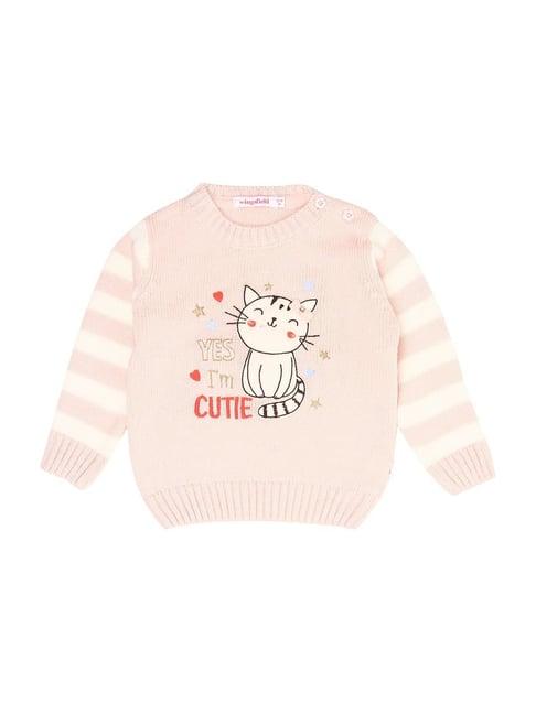 wingsfield kids pink applique full sleeves pullover