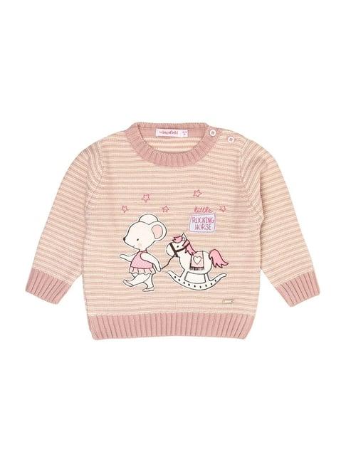 wingsfield kids pink applique full sleeves pullover