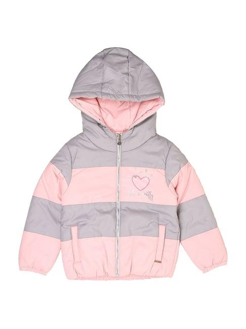 wingsfield kids pink color block full sleeves jacket