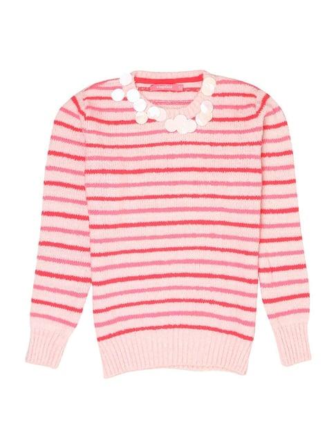 wingsfield kids pink embellished full sleeves pullover