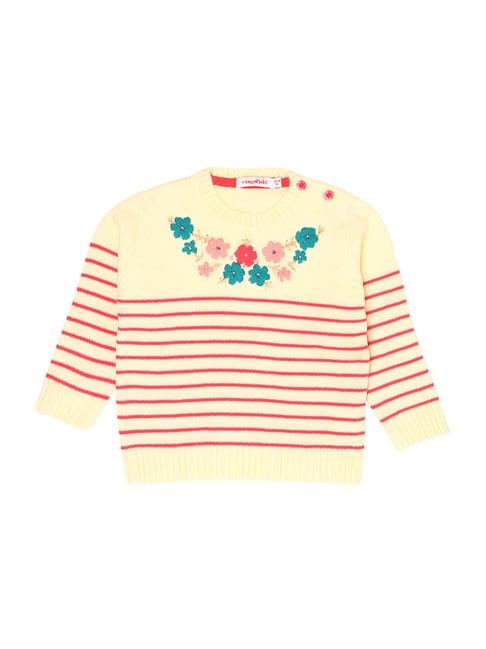 wingsfield kids yellow & red embroidered full sleeves pullover