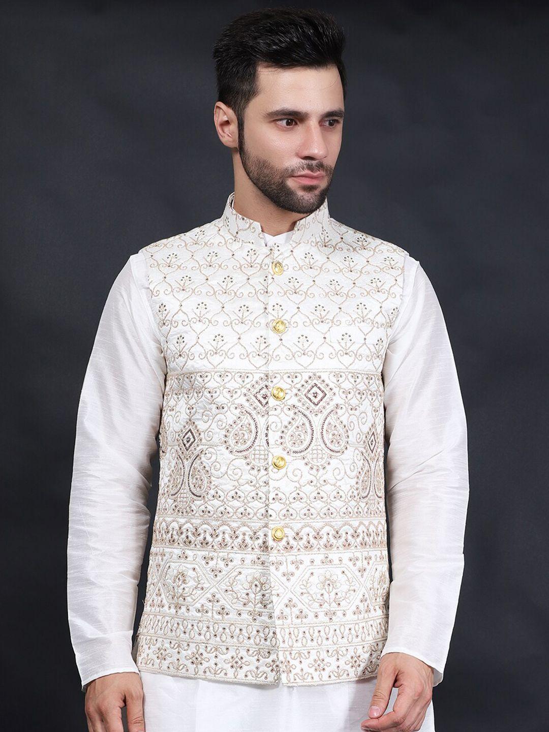 wintage embroidered cotton silk nehru jacket