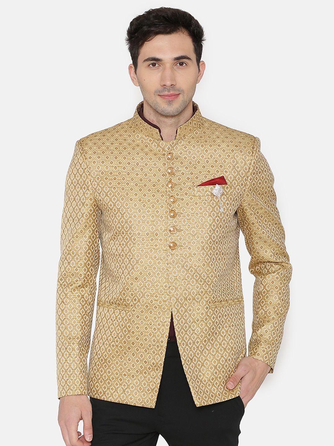 wintage men gold-toned printed single-breasted blazer