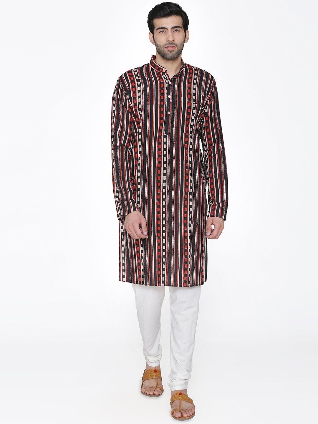 wintage men multicoloured printed kurta with pyjamas