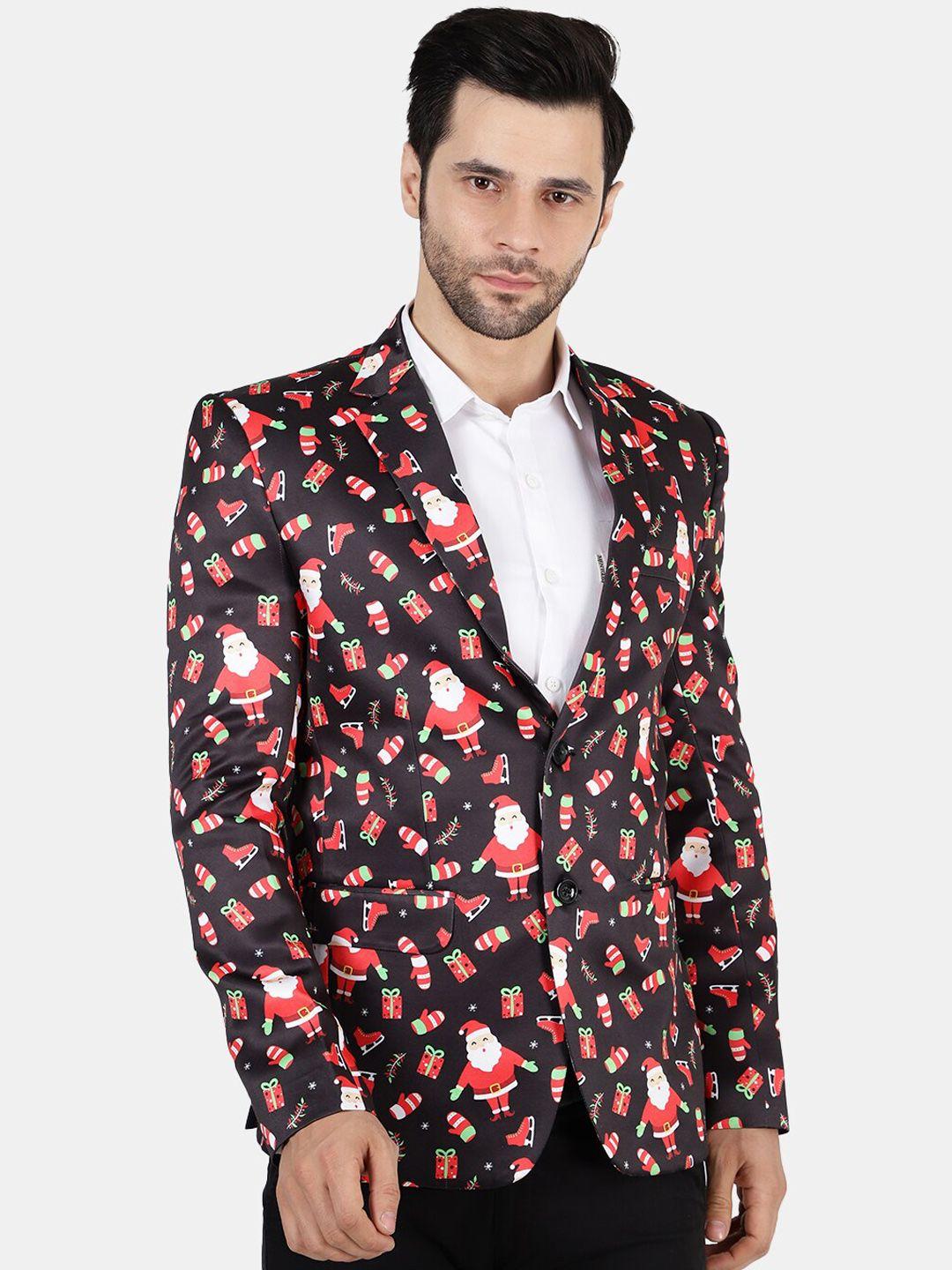 wintage men brown & red conversational printed blazer