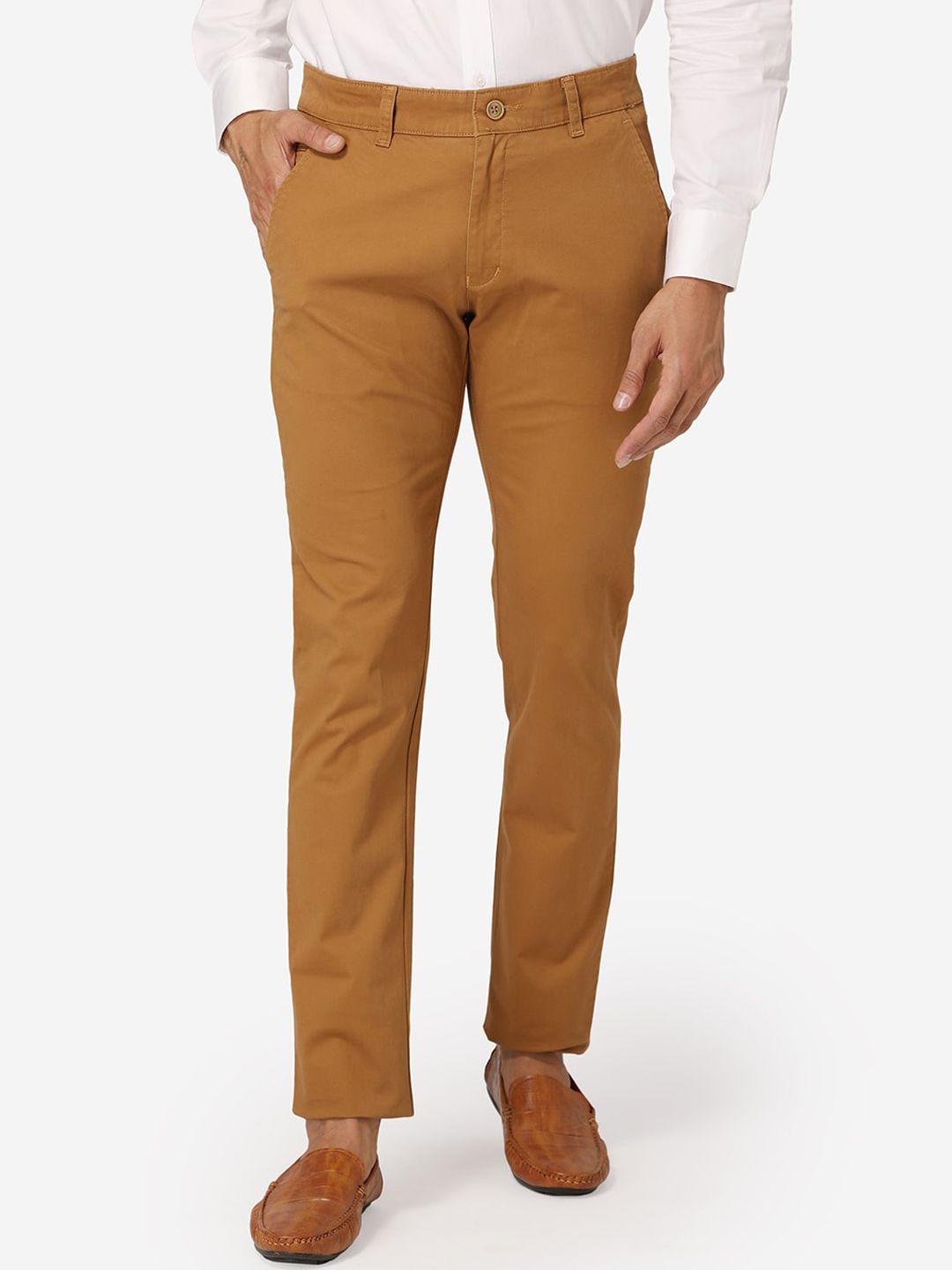 wintage men mustard regular fit solid chinos