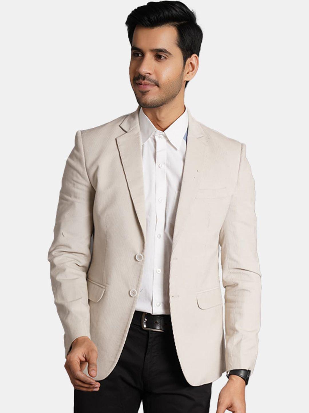 wintage self design regular fit single-breasted formal blazer