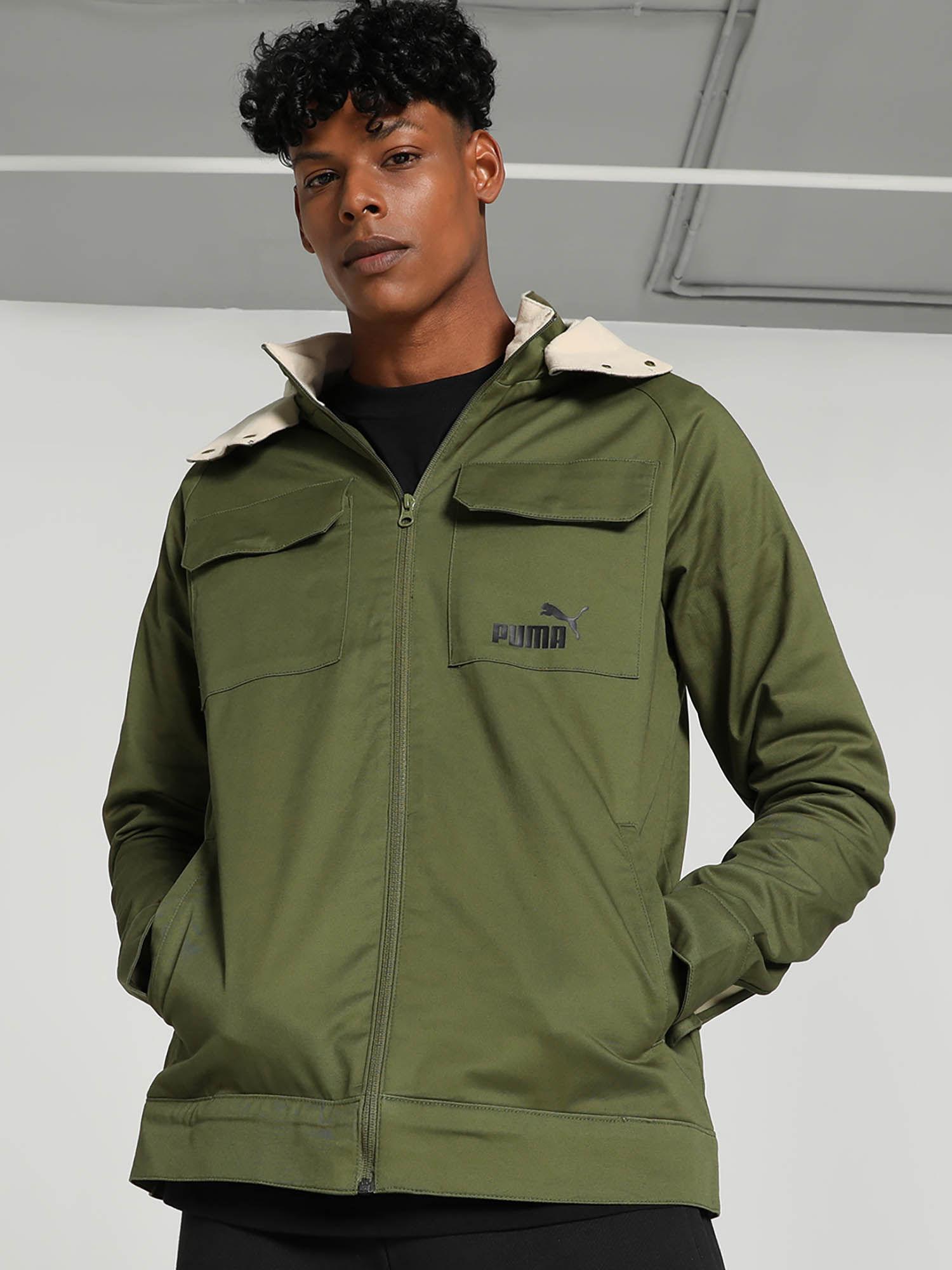 winter men green jacket