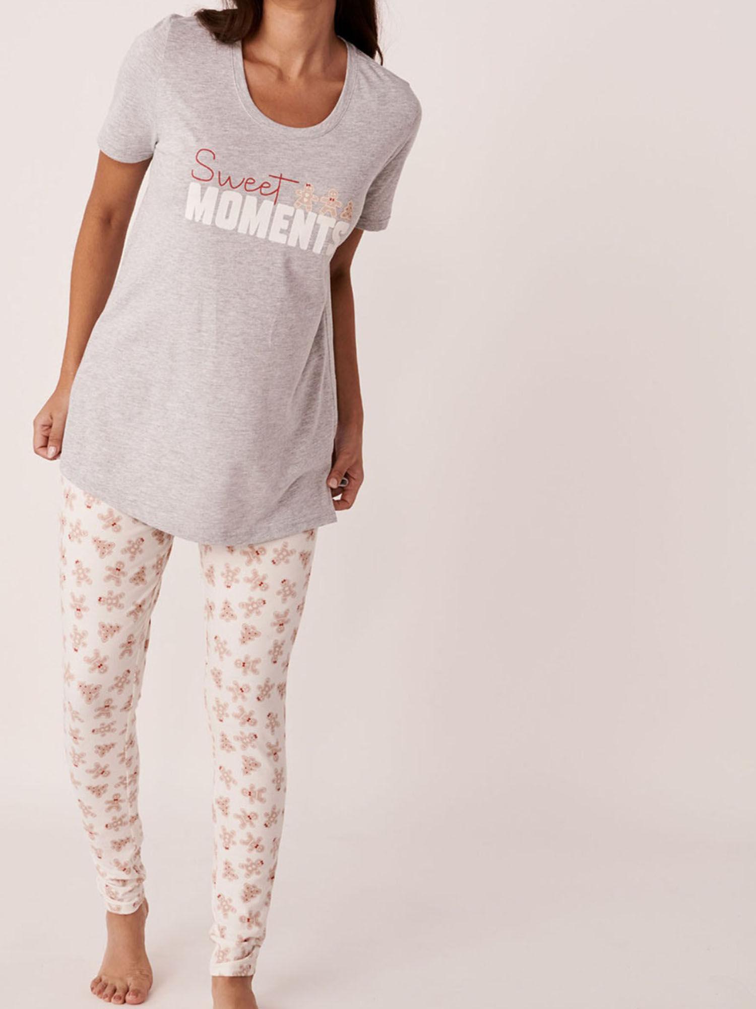 winter print short sleeves pj set