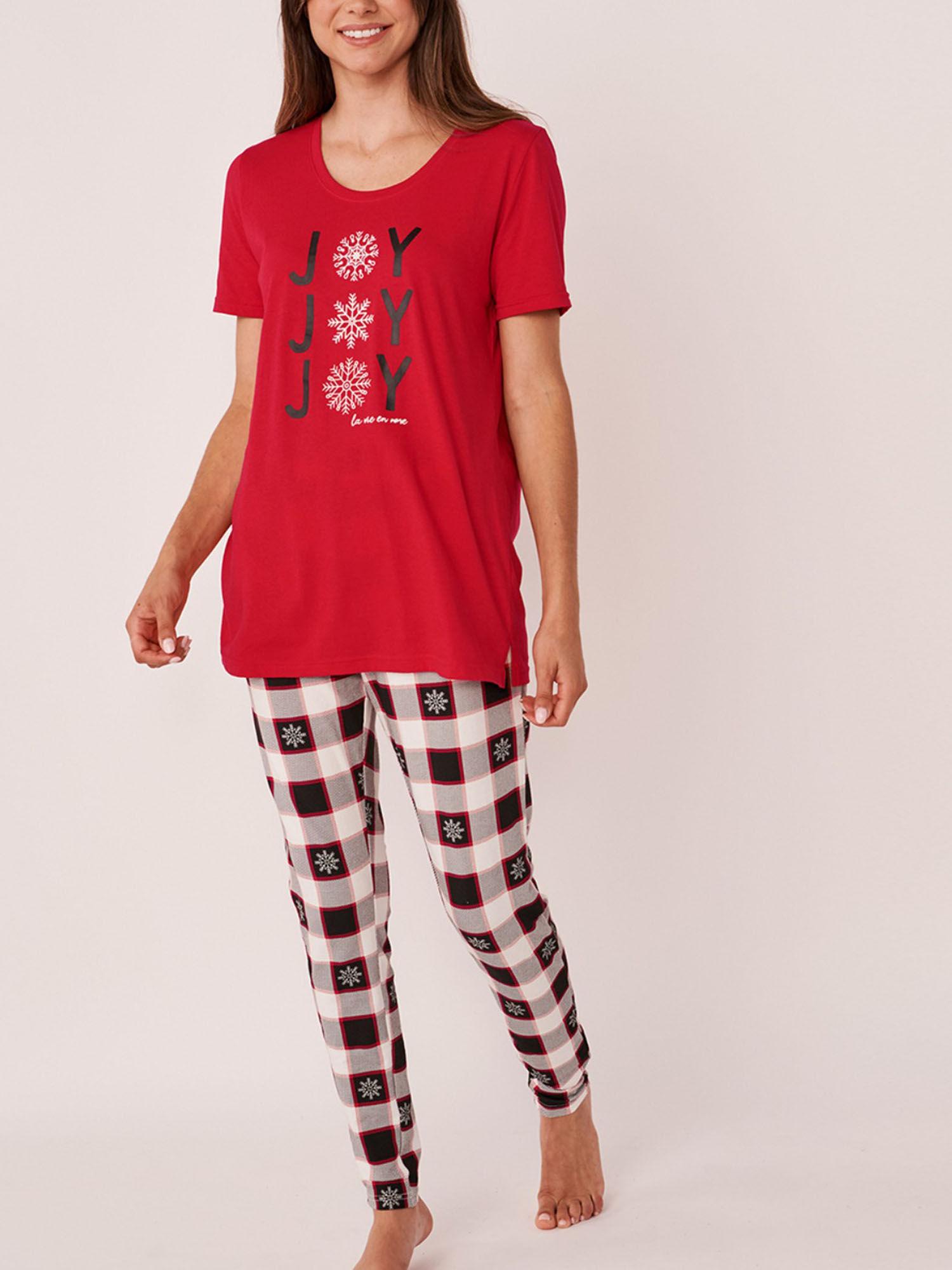 winter print short sleeves pj set