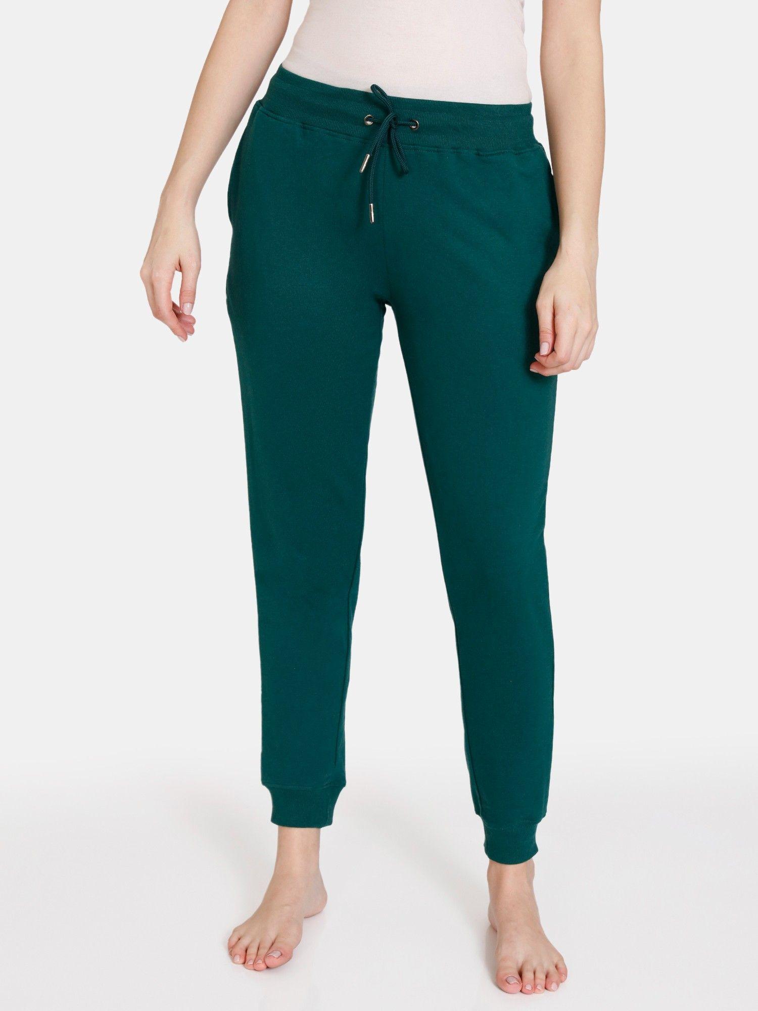winter refresh terry fabric knit cotton lounge pant - rain forest green