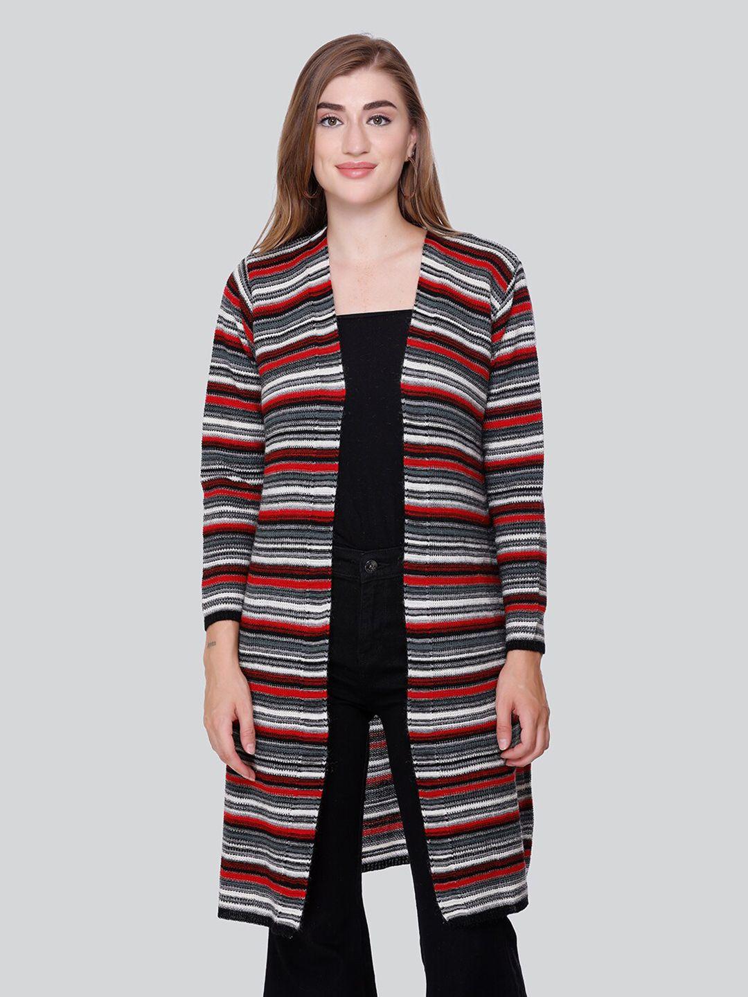 winter wonders striped woollen longline cardigan