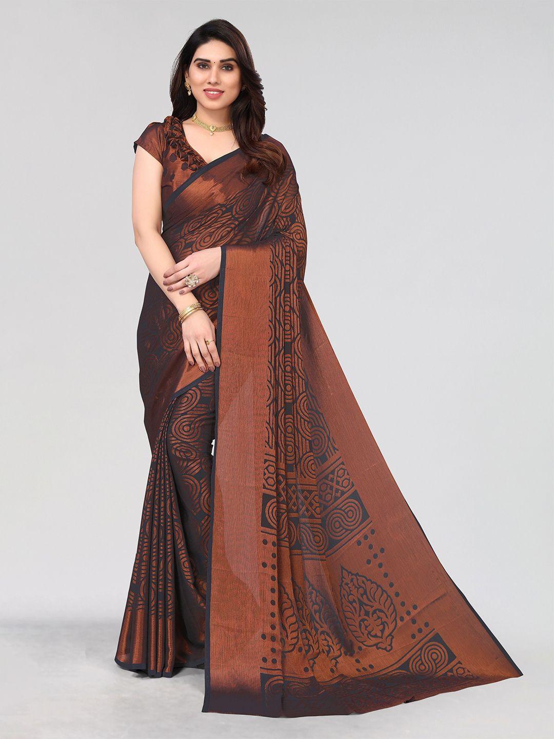 winza designer ethnic motif zari poly chiffon venkatgiri saree with blouse piece