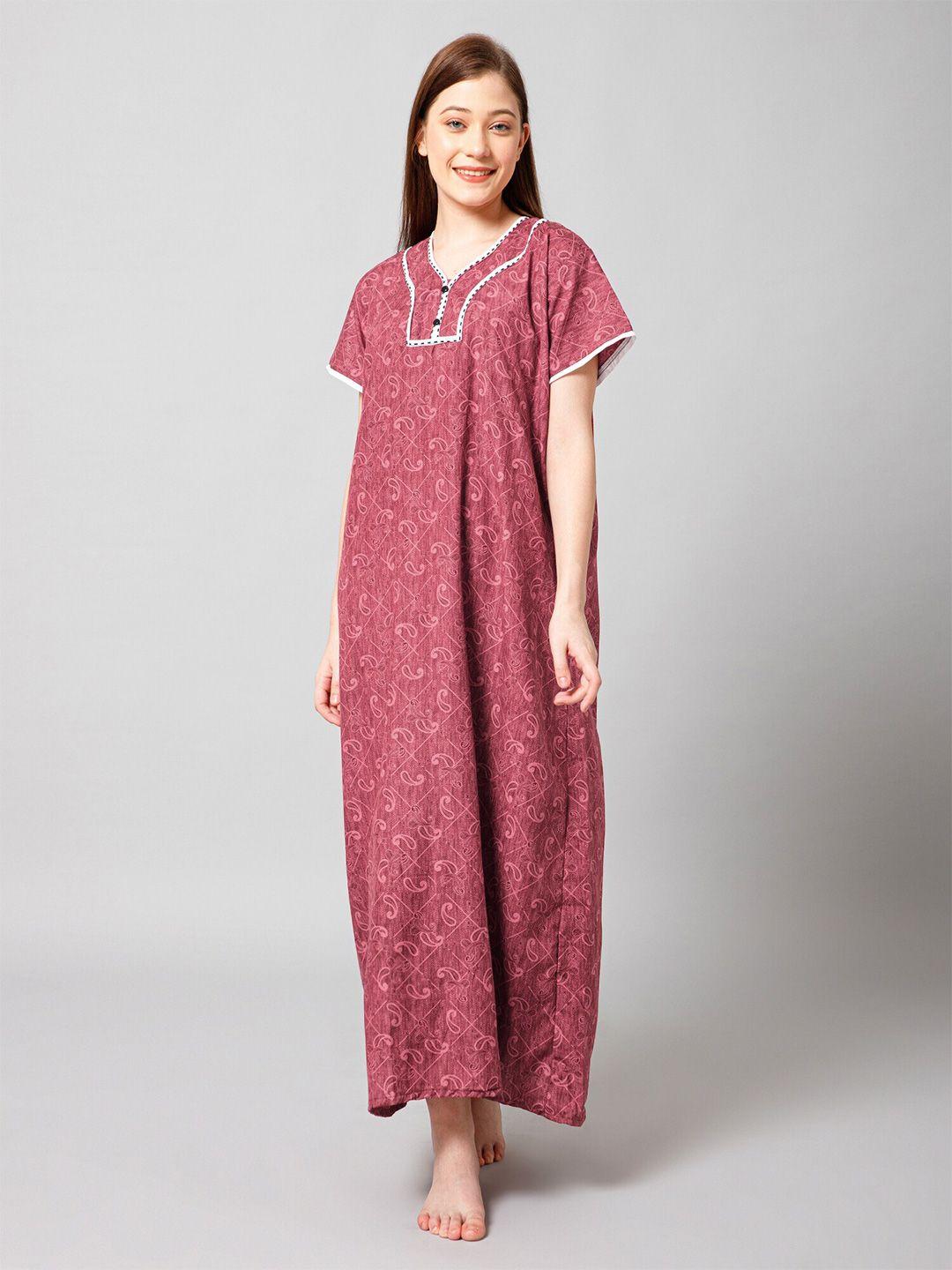 winza designer ethnic motifs printed maxi nightdress