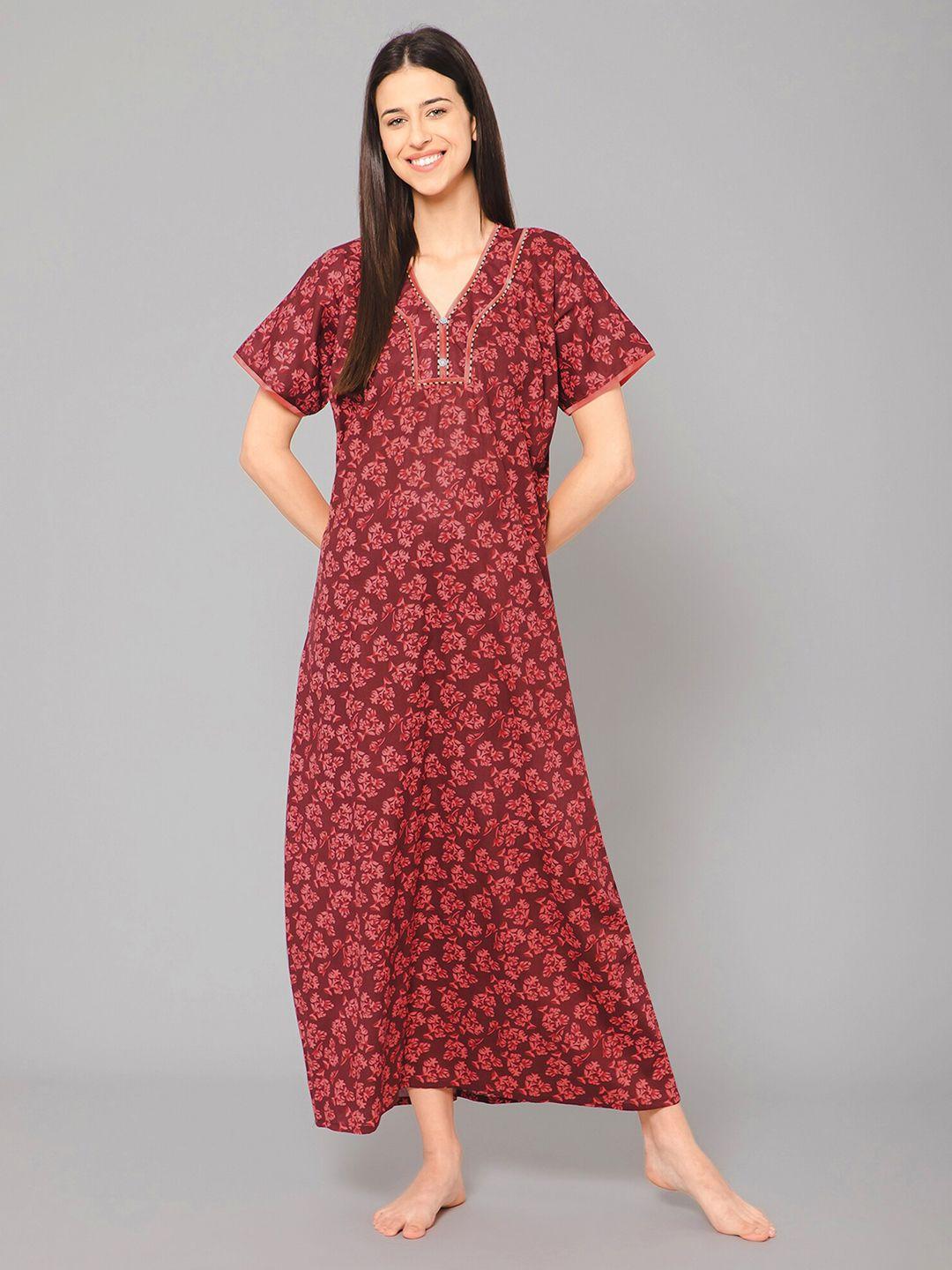 winza designer floral printed pure cotton maxi nightdress