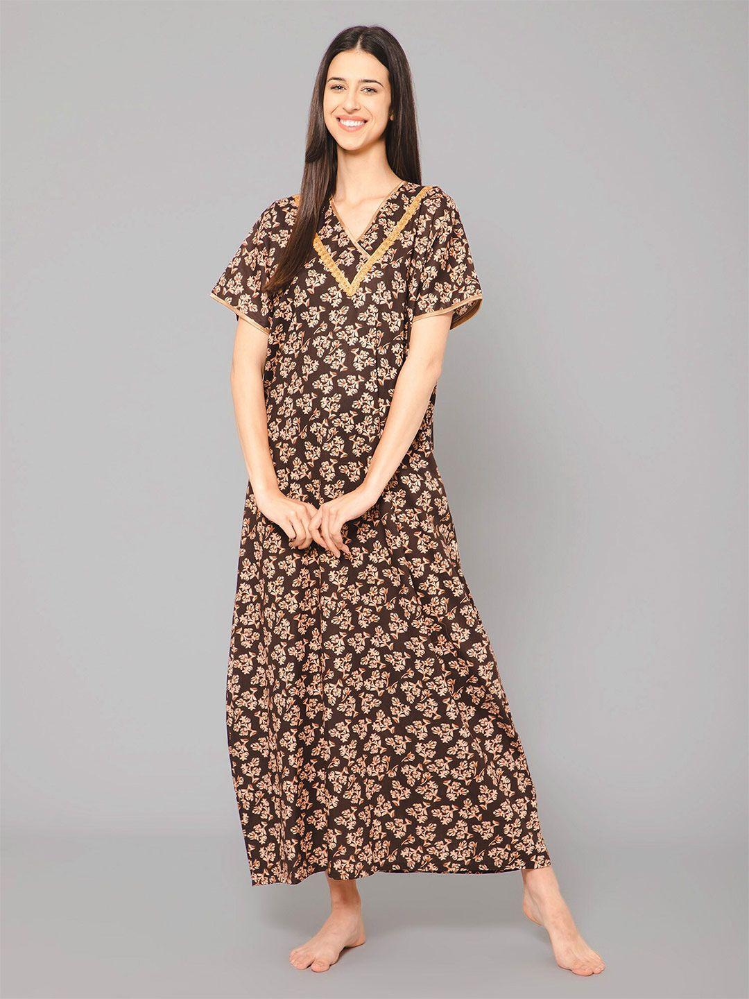 winza designer floral printed pure cotton maxi nightdress