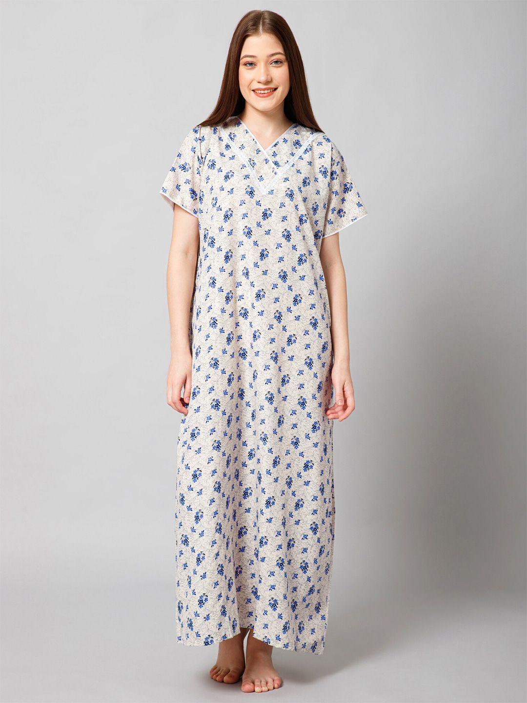 winza designer floral printed pure cotton maxi nightdress