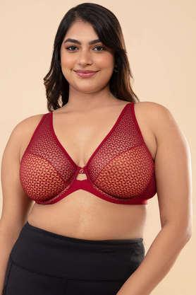 wired regular lightly padded women's bra - nyb140-red - red