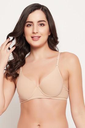 wired adjustable strap padded women's t-shirt bra - natural
