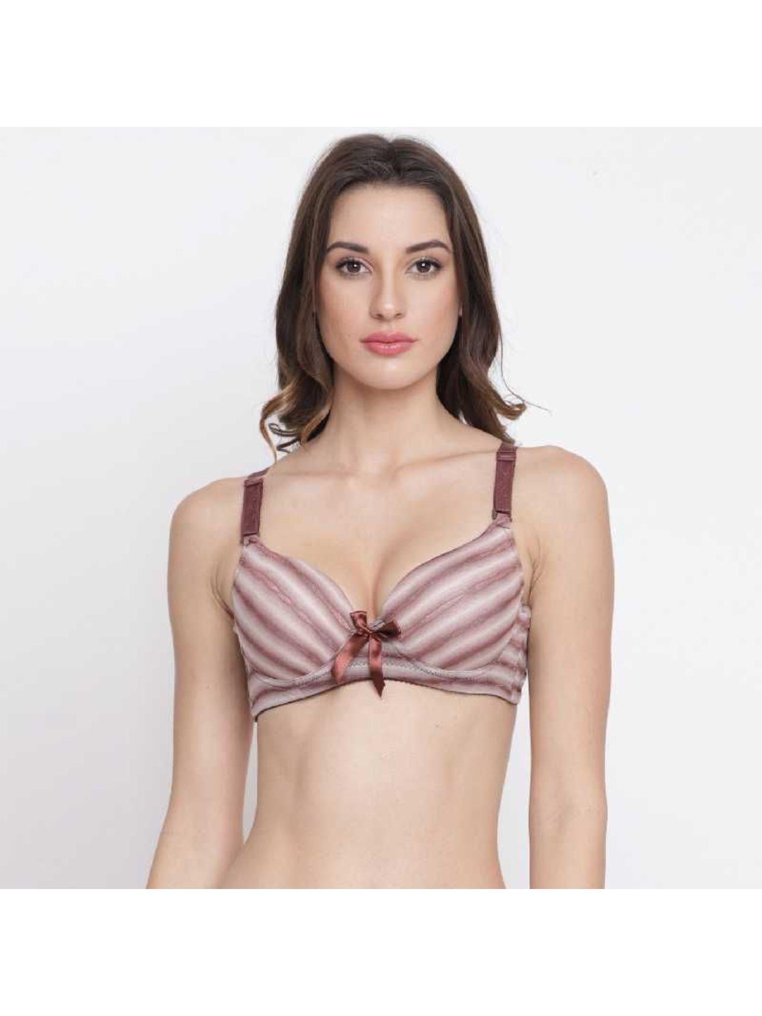 wired cotton t-shirt bra - brown