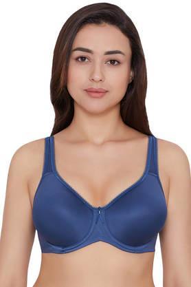 wired fixed strap padded women's t-shirt bra - sea blue