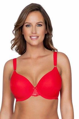 wired regular straps padded womens every day bra - red